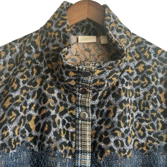 LOGO Lavish Women Shacket XL Patchwork Mix Media Front‎ Snap Jacket Boho Western - Picture 16 of 16